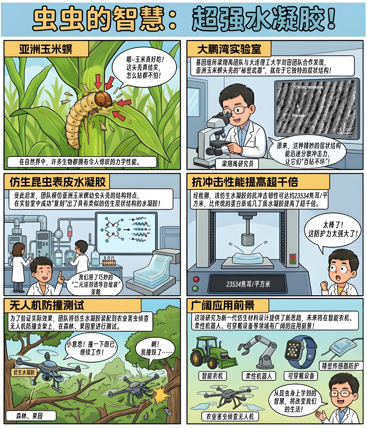 超千倍飞跃！科研人员仿玉米螟研制出超强耐冲击水凝胶