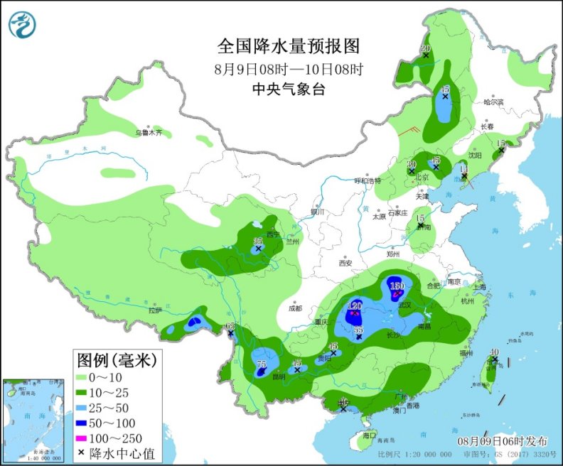 西南地区东部至长江中下游等地有强降水