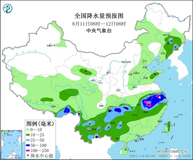 西南地区东部至长江中下游等地有强降水