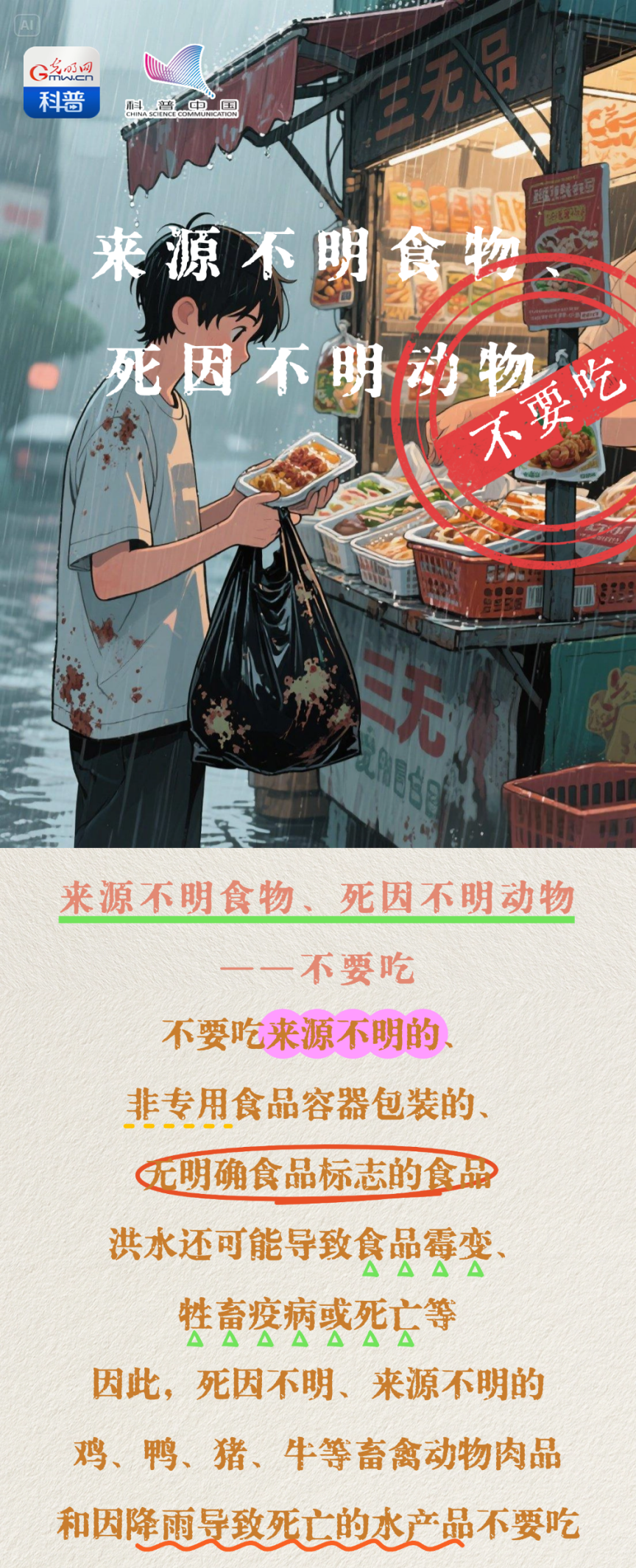 应急科普丨洪水侵袭后，这五类食物不要吃！